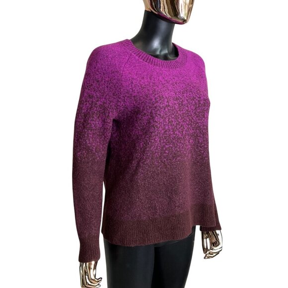 Athleta Merino Wool Jacquard Crew Sweater Purple Plum Ombre Fade Size M - Picture 4 of 9
